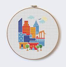 Amazing wall decor for your home. New York City Modern Cross Stitch Pattern Pdf Format Etsy Moderne Kruissteek Kruissteekpatroon Steekpatronen