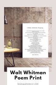 I Hear America Singing Poem Walt Whitman Wall Art Print Etsy Minimalist Book Poetry Posters Literary Posters