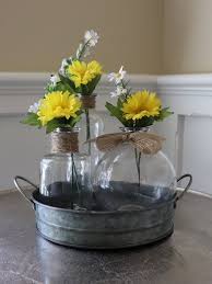 3 Clear Glass Bottles With Rope And Artificial Daisy Flowers Etsy In 2020 Glass Bottles Painting Glass Jars Dinning Table Centerpiece