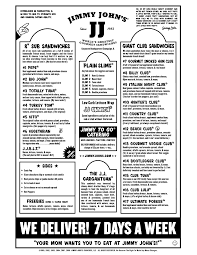Jimmy John S Menu Jimmy Johns Jimmy John Menu Sandwiches