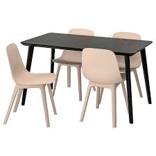 Lisabo Odger Table And 4 Chairs Black Beige 55 1 8x30 3 4 140x78 Cm Ikea Lisabo Holzmaserung Tischbeine