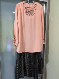 Baju kahwin custom made dianna. Baju Kurung Moden Warna Peach Women S Fashion Clothes Others On Carousell