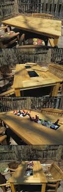 Patio Party Table Ice Chest Table Plastic Flower Boxes Are Recessed Into This Table And Are Removable Terrasse Aus Paletten Projekte Im Freien Terassenideen