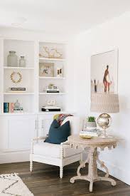 Lovely Serene Reading Nook Next To Built In Shelves With A Cozy Armchair Family Room Design Family Room Living Room On A Budget