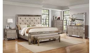 Ailey Bedroom Furniture With Mirrored Accents In 2020 Mirrored Bedroom Furniture Silver Bedroom Upholstered Bedroom Set