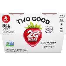 2 g sugar per 5.3 oz. Save On Two Good Greek Yogurt Strawberry Low Fat Low Carb Low Carb 4 Ct Order Online Delivery Giant
