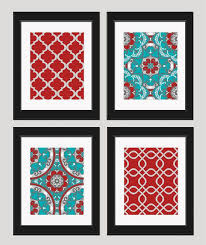 turquoise decor, red kitchen decor