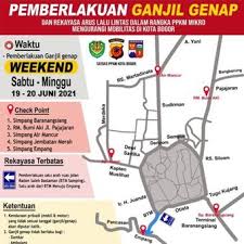 Check spelling or type a new query. Bogor Kembali Memberlakukan Ganjil Genap Akhir Pekan Ini