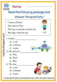 Along with the class 2 english grammar worksheets, there are many worksheets that help kids to understand the use of why, how, when and where while asking questions. Reading Comprehension Grade 1