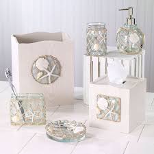 Sea glass colored bathroom accessories. Sea Glass Resin Coastal Bath Accessories