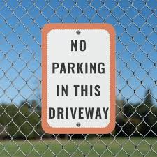Simple No Parking In This Driveway Orange Border Metal Sign Zazzle Com In 2020 Custom Parking Sign Create Sign Custom Sign