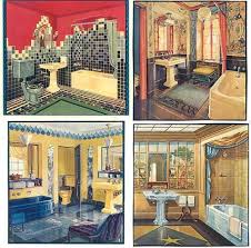 Set Of 4 Vintage 1920 S Art Deco Bathrooms Illustrations Art Deco Art Deco Bathroom Retro Home Decor