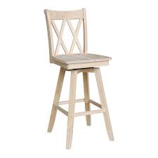 24 Double X Back Counterheight Stool With Swivel And Auto Return Unfinished International Concepts Swivel Bar Stools Counter Height Stools Bar Stools