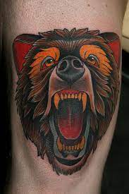 Se flere idéer til tegning, inspirerende kunst, tatoveringsidéer. Traditional Roaring Bear Head Tattoo Design By Stefan Johnsson