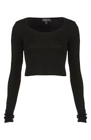 Black And White Long Sleeve Crop Top Long Sleeve Crop Top Cute With High Waist Pants Skirt Long Sleeve Cropped Tee Long Sleeve Cotton Tops Black Long Sleeve Shirt