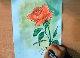 Potong batang dengan pola menyerong agar tanaman mudah menyerap air. Belajar Menggambar Flora Model Bunga Mawar Cat Air Garasimilenial