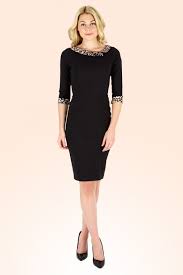The Pretty Dress Company Black Mistress Leopard Vintage Pencil Dress Stijlvolle Outfits Mooie Jurken Jurken Voor Werk