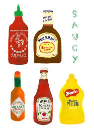 Saucy Sauce Bottle Condiment Print A4 Wall Art Illustration Ketchup Mustard Bbq Sriracha Tabasco Food Print Condiments Sauce