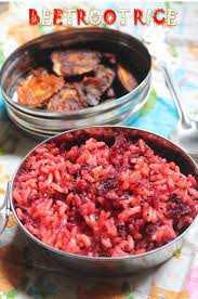 Beetroot Rice Recipe Beet Rice With Brinjal Fry Kids Lunch Box Ideas 2 Yummy Tummy Recipes Rice Recipes Quick Lunch Recipes