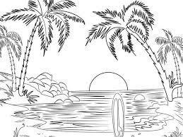 50 gambar pemandangan dan lukisan alam laut tepi pantai gunung. Gambar Sketsa Pantai
