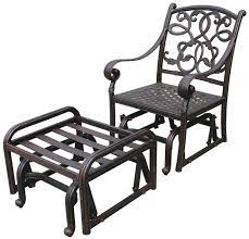 Providence sling loveseat glider (mf). Patio Furniture Glider Cast Aluminum W Ottoman Santa Monica