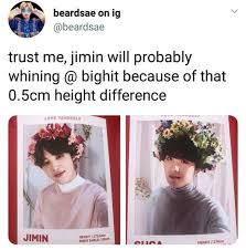 The most adorable height difference between the star couple and the last couple is 15 cm. Pin By Xiomara On Bts Bts Memes Bts Jimin