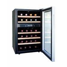 Sunpentown 24 Bottle Dual Zone Thermo Electric Wine Fridge W Wooden Shelves Wc 2463w Dual Zone Wine Cooler Beverage Cooler Wine