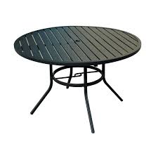 Extendable, large and small, folding & modern. Garden Treasures Kingsmead Rectangle Outdoor Dining Table 40 In W X 70 In L With Umbrella Hole Lowes Com Round Outdoor Dining Table Steel Dining Table Round Patio Table