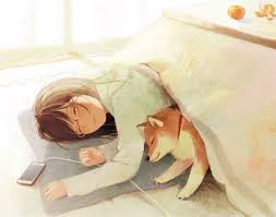 Anime Manga Sleeping Cozzy Comfy Kotatsu Place Home Shiba Inu Dog Best Friend Anime Anime Artwork Cute Drawings