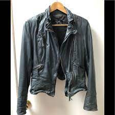 Muubaa Jackets Coats Muubaa Dark Gray Real Leather Jacket Size 6 S Poshmark