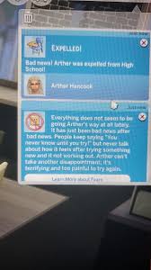 Sim character expelled from high school - Facebook