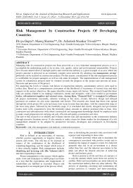 Developing countries (jcdc) journal of constructional steel research journal of cultural heritage journal of earthquake engineering journal of engineering mechanics (asce) journal of facade design and engineering journal of geotechnical engineering (asce). Risk Management In Construction Projects Of Developing Countries By Ijera Editor Issuu