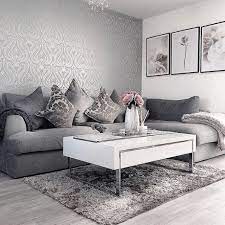 Whether you go for something bold and graphic or pretty and floral, it's the perfect. Shimmer Damask Wallpaper Soft Grey Silver White Living Room Decor Grey Wallpaper Living Room Living Room Decor Gray
