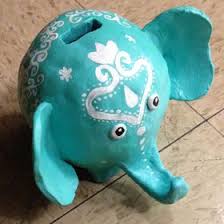 Elephant Coin Bank Paper Mache Animals Coin Bank Piggy Bank Diy
