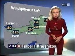 Isabella krassnitzer (born 22 july 1967 in klagenfurt) is an austrian journalist, radio and television presenter, best known for her reporting on orf and hitradio ö3 since 1995. Orf Wetter 26 12 99 Isabella Krassnitzer Youtube