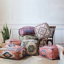 Cuscino di velluto decorativi fatti a mano di premium per gli interni perfetti. Cuscino Quadrato Futon Sgabello Tatami Stampato In Stile Etnico Decorazioni Per Ufficio A Casa Cuscini Per Divani Pigri Decorazione Soggiorno Poggiapiedi Stools Ottomans Aliexpress