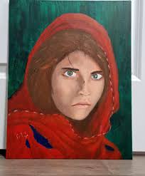 My new painting recreating Steve McCurry famous photograph of a afghan girl
