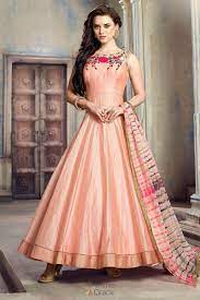It is a long flowing women's dress usually worn to a formal affair. Tan Color Mastani Silk Anarkali Floral Party Wear Gown In Australia
