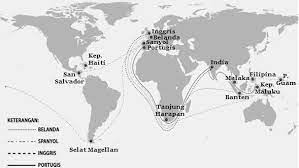 Kemajuan pengetahuan dan teknologi seperti kapal, kompas, dan meriam. Peta Indonesia Peta Rute Perjalanan Bangsa Eropa Ke Indonesia Beserta Penjelasannya