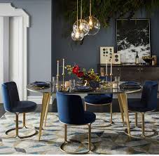 West Elm Dinning Table And Chairs Obsessed With Navy Blue And Gold Gold Dining Room Dining Room Contemporary Dining Room Design