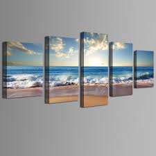Shop art.com for the best selection of ocean wall art online. Beach Ocean Seascape 5 Panel Framed Canvas Print Wall Art Fastfurnishings Com
