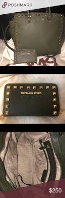 Michael Kors Olive Green Studded Wallet Michael Kors Wallet Michael Kors Bag