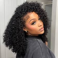 Drawstring Wig Coily Curly Seamless Kinky Curly Flip Over Wig Beginner