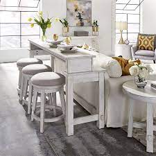 Shop our best selection of white bar & pub style tables to reflect your style and inspire your home. Modern Farmhouse Console Bar Table Set Aged White By Liberty Furniture Furniturepick