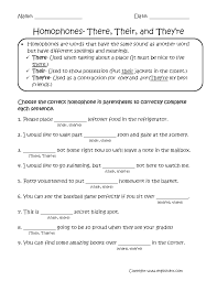 Homophones Worksheets Choosing There Their They Re Homophones Worksheets