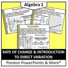 rate of change and introduction to direct variation in a powerpoint presentation