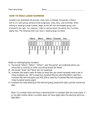 place value notes pages