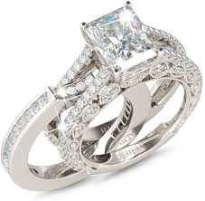 Search by metal, stone shape, style and more. Amazon Com Jeulia Engagement Wedding Ring Set For Women 925 Silver 5 2 Carat Radiant Cut Cubic Zirconia Promise Anniversary Rings With Side Stones Jewelry