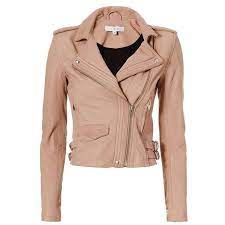 Iro Exclusive Hana Moto Leather Jacket Powder Pink Intermix Cropped Leather Jacket Beige Leather Jacket Leather Jackets Women