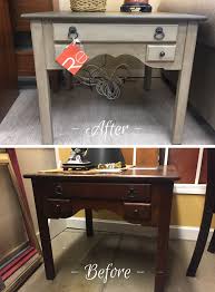 Side Table Painted In Two Of Chalked Country Paint S Newest Colors Buff Taupe And Roasted Cocoa Dark Brown Wax And Protex Side Table Painted Table Table